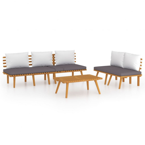 Muebles de jardín 4 piezas con cojines madera maciza de acacia M 2