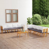 8 pcs conjunto lounge de jardim com almofadões acácia maciça 1