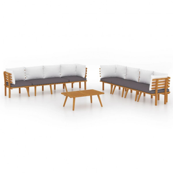 8 pcs conjunto lounge de jardim com almofadões acácia maciça M 2