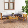 7 pcs conjunto lounge de jardim com almofadões acácia maciça 1
