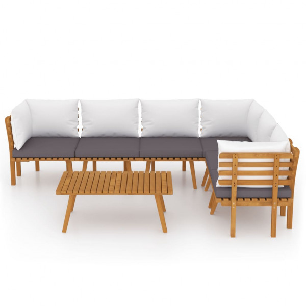 7 pcs conjunto lounge de jardim com almofadões acácia maciça M 3
