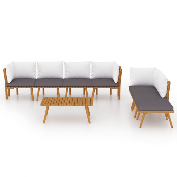 8 pcs conjunto lounge de jardim com almofadões acácia maciça M 3