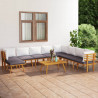 9 pcs conjunto lounge de jardim com almofadões acácia maciça 1