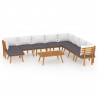 Muebles de jardín 9 piezas con cojines madera maciza de acacia 2