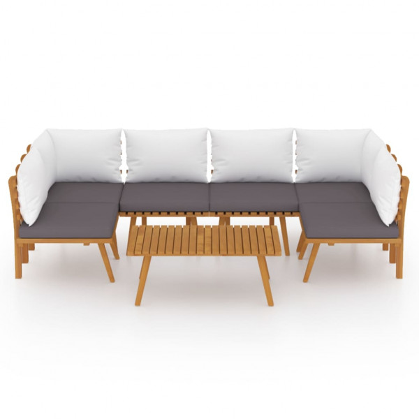 7 pcs conjunto lounge de jardim com almofadões acácia maciça M 3
