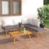 6 pcs conjunto lounge de jardim com almofadões acácia maciça 1