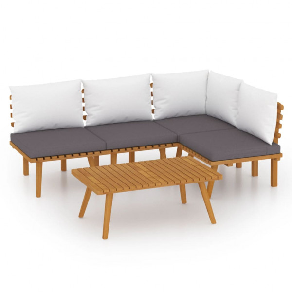 5 pcs conjunto lounge de jardim com almofadões acácia maciça M 2