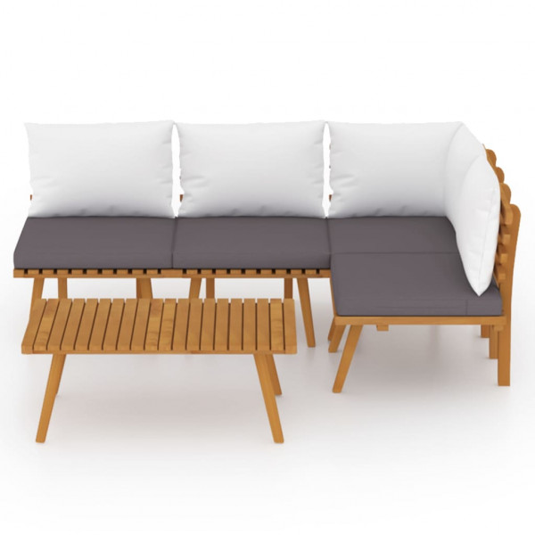 5 pcs conjunto lounge de jardim com almofadões acácia maciça M 3