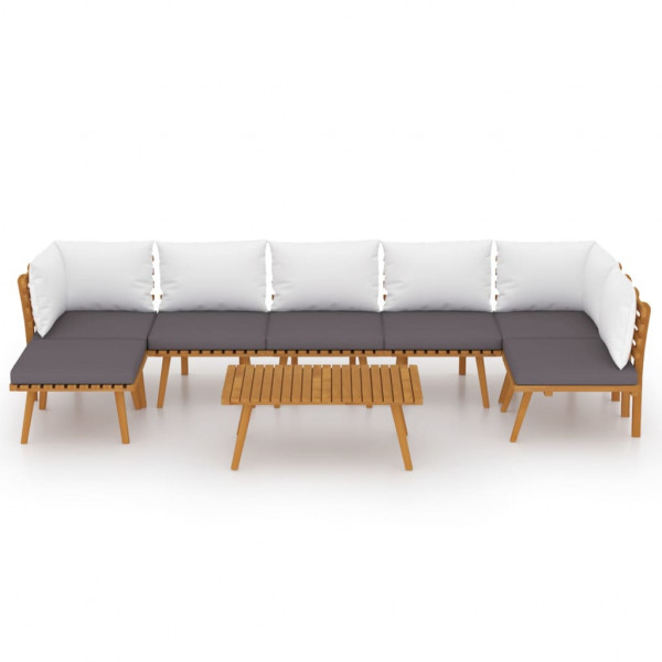8 pcs conjunto lounge de jardim com almofadões acácia maciça M 3