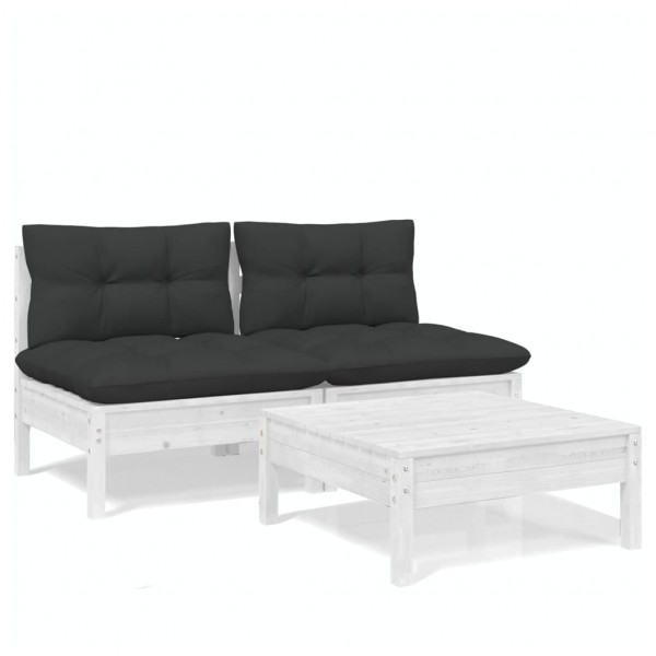 3 pcs conj. lounge de jardim com almofadões antracite pinho M 2