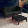 3 pcs conj. lounge de jardim com almofadões antracite pinho 1
