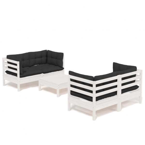 Muebles de jardín 5 pzas con cojines antracita madera de pino M 2