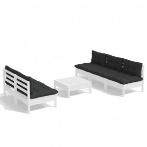 Muebles de jardín 6 pzas con cojines antracita madera de pino H