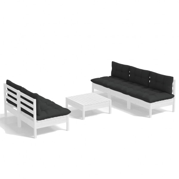 6 pcs conj. lounge de jardim com almofadões antracite pinho M 2