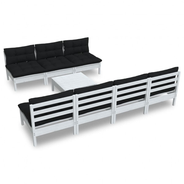 Muebles de jardín 8 piezas con cojines antracita madera pino M 2