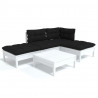 5 pcs conjunto lounge de jardim c/ almofadões pinho branco 1