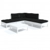 6 pcs conjunto lounge de jardim c/ almofadões pinho branco 2