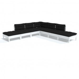 Muebles de jardín 7 pzas con cojines blanco madera de pino H