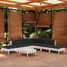 Muebles de jardín 8 pzas con cojines blanco madera de pino 5