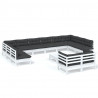 13 pcs conjunto lounge de jardim c/ almofadões pinho branco 2