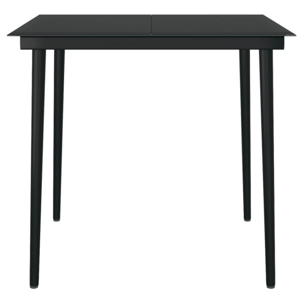Mesa de jantar para jardim 80x80x74 cm aço e vidro preto M 3