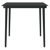 Mesa de comedor de jardín acero y vidrio negra 80x80x74 cm 3