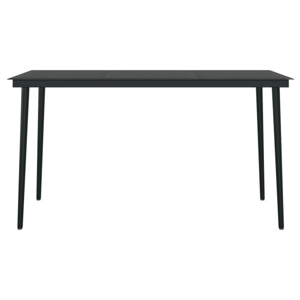 Mesa de jantar para jardim 140x70x74 cm aço e vidro preto M 3