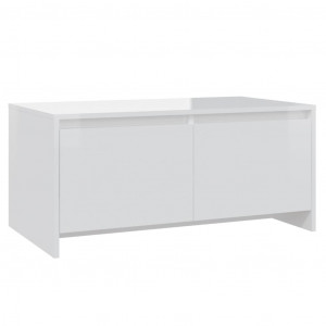 Mesa de centro madera contrachapada blanco brillo 90x50x41.5 cm H