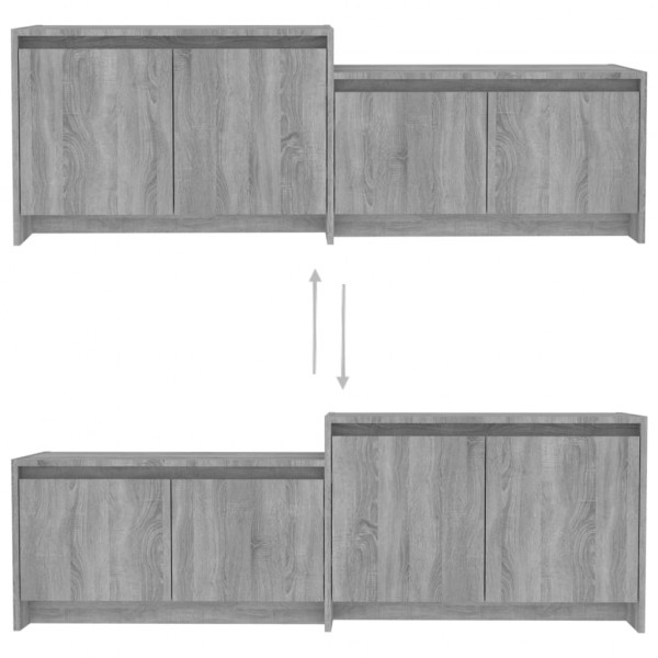 Mueble de TV madera de ingeniería gris ahumado 146.5x35x50 cm M 5
