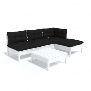 5 pcs conjunto lounge de jardim c/ almofadões pinho branco H
