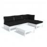 5 pcs conjunto lounge de jardim c/ almofadões pinho branco 2