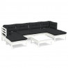 7 pcs conjunto lounge de jardim c/ almofadões pinho branco 2