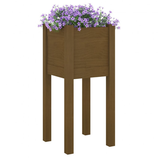 Jardinera de madera maciza de pino marrón miel 31x31x70 cm M 3