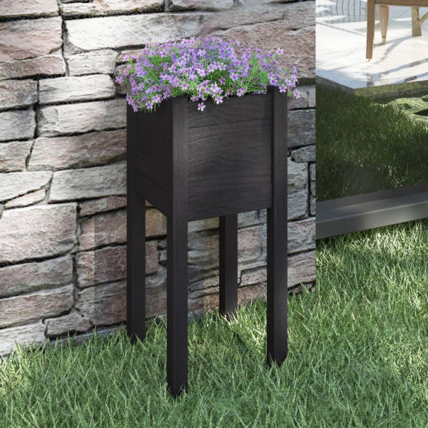 Jardinera de madera maciza de pino negro 31x31x70 cm D