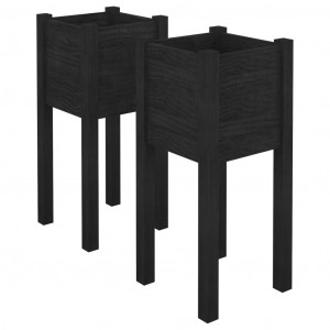 Vasos/floreiras de jardim 2 pcs 31x31x70 cm pinho maciço preto H