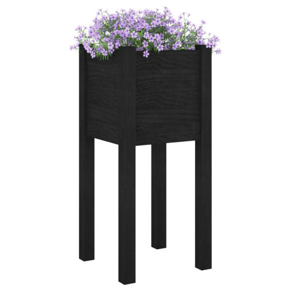 Vasos/floreiras de jardim 2 pcs 31x31x70 cm pinho maciço preto M 3