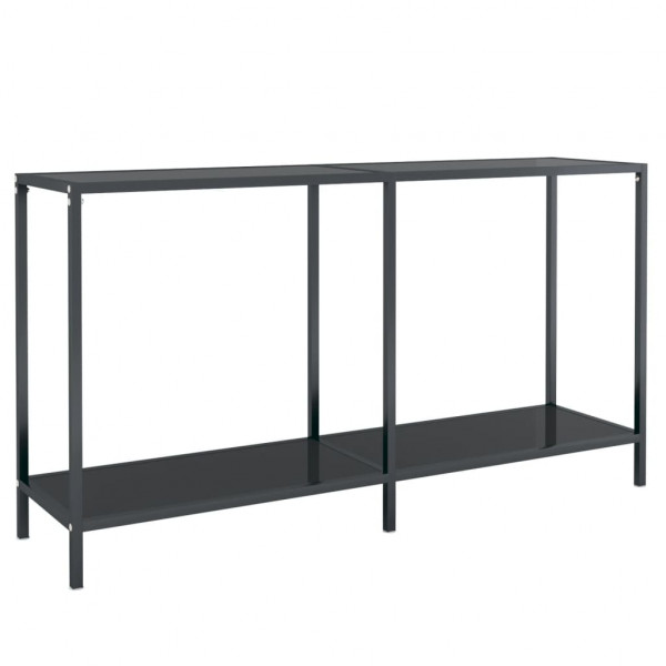 Mesa de consola vidrio templado negro 140x35x75.5 cm M 2