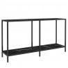 Mesa de consola vidrio templado negro 140x35x75.5 cm 2