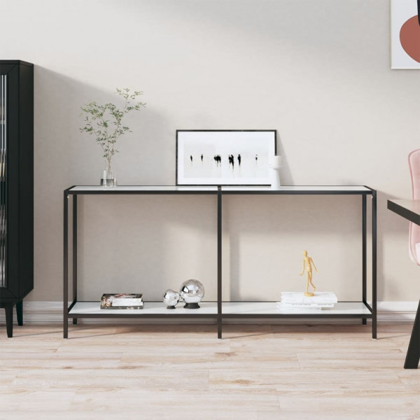 Mesa consola vidrio templado blanco 160x35x75.5 cm D
