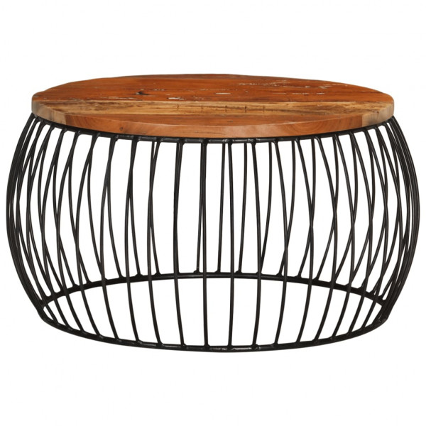 Mesa de centro Ø68 cm madeira recuperada maciça M 2