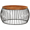 Mesa de centro de madera maciza reciclada Ø68 cm 2