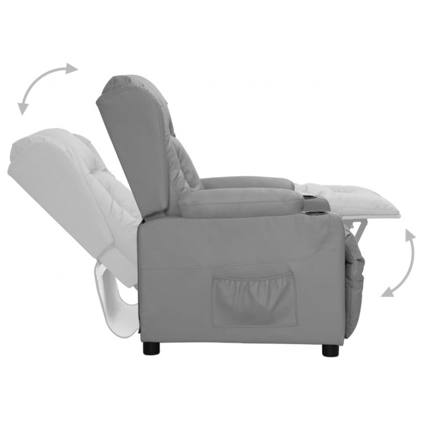 Sillón reclinable de cuero sintético gris M 3