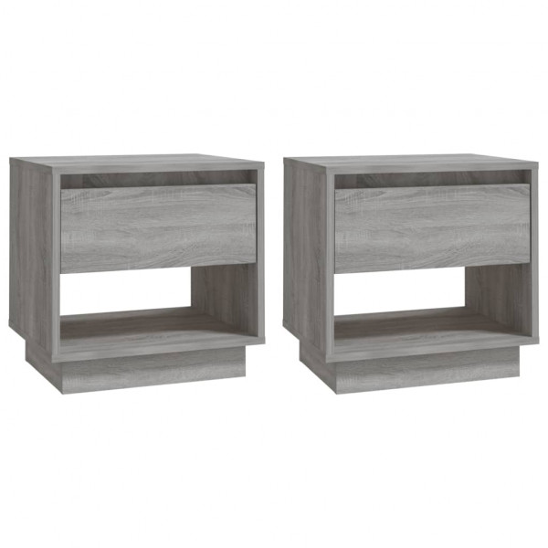 Mesitas noche 2 uds madera ingeniería gris Sonoma 45x34x44 cm M 2