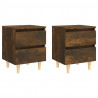 Mesitas de noche 2 uds patas madera roble ahumado 40x35x50 cm 2