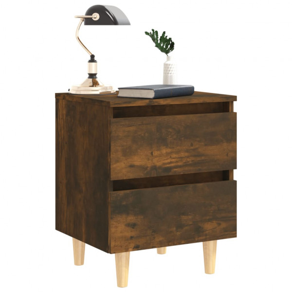 Mesitas de noche 2 uds patas madera roble ahumado 40x35x50 cm M 3