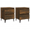 Mesas cabeceiras pernas metal 2pcs 40x35x50cm carvalho fumado 2