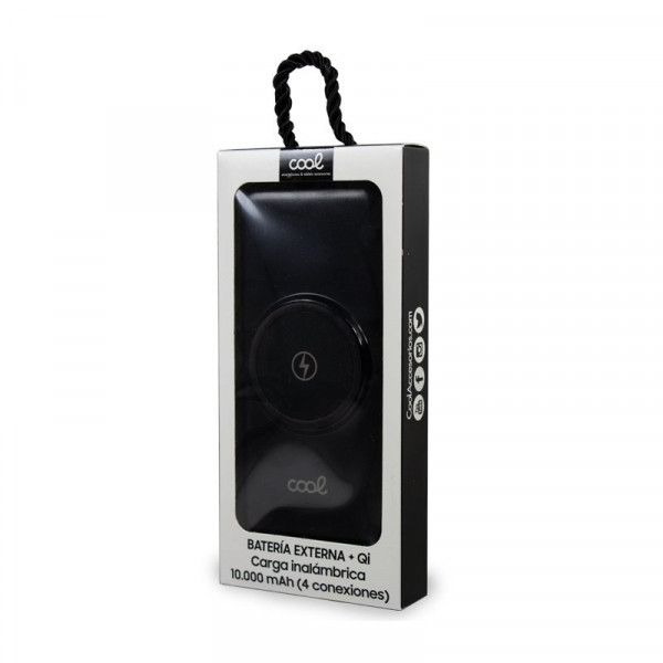 Power Bank de bateria externa universal 10.000 mAh + carregamento sem fio Qi (4 conexões) preto M 8