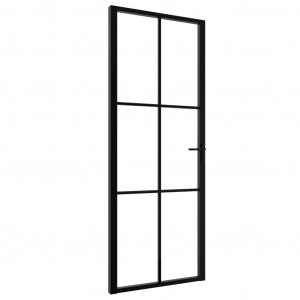 Porta de interior em vidro ESG e alumínio 76x201.5 cm preto H
