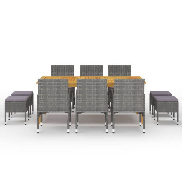 11 pcs conjunto de jantar para jardim cinzento M 2