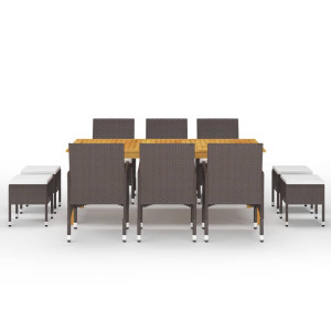 Conjunto de jantar de jardim marrom de 11 peças H
